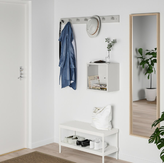 GIÁ VUÔNG TREO TƯỜNG CÓ CỬA KÍNH EKET IKEA - XÁM NHẠT 35x25x35 cm