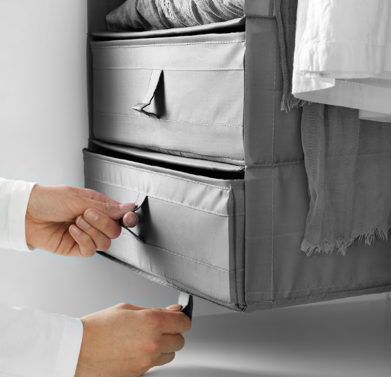 TỦ VẢI ĐỰNG QUẦN ÁO 6 NGĂN IKEA SKUBB IKEA XÁM ĐEN 35x45x125 cm
