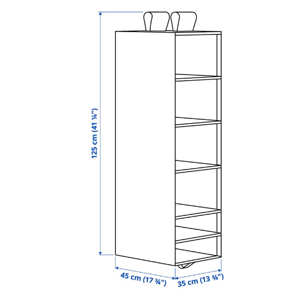 TỦ VẢI ĐỰNG QUẦN ÁO 6 NGĂN IKEA SKUBB IKEA XÁM ĐEN 35x45x125 cm
