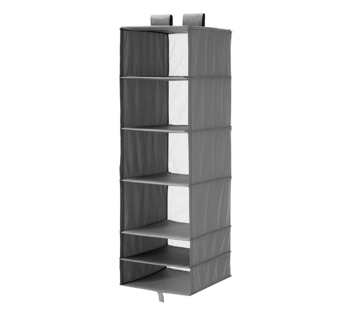 TỦ VẢI ĐỰNG QUẦN ÁO 6 NGĂN IKEA SKUBB IKEA XÁM ĐEN 35x45x125 cm