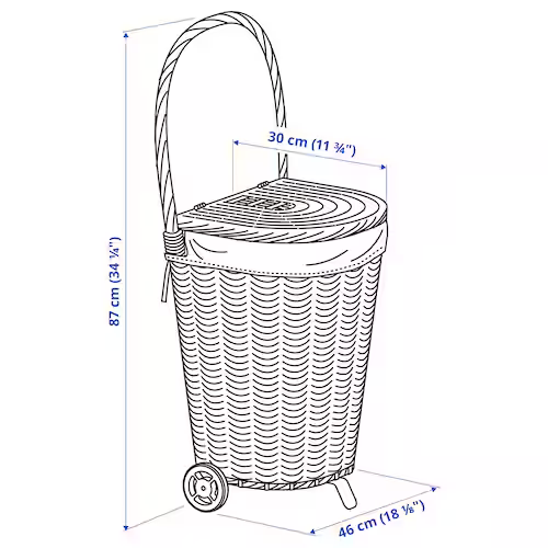 GIỎ ĐỰNG ĐỒ GIẶT CÓ BÁNH XE TOLKNING IKEA 31L