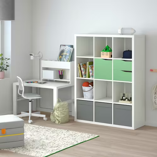 HỘP CHÈN 2 NGĂN CÓ CỬA KALLAX IKEA - XANH LÁ 33x33 cm