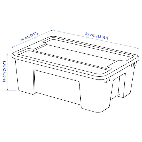 HỘP NHỰA CÓ NẮP SAMLA IKEA 39x28x14 cm / 11 L