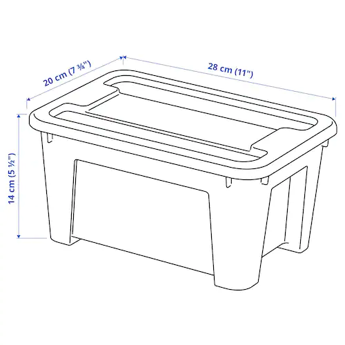 HỘP NHỰA CÓ NẮP SAMLA IKEA 28x20x14 cm / 5 l