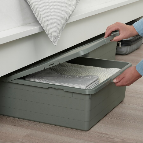 HỘP NHỰA CÓ NẮP SOCKERBIT IKEA - XANH XÁM 50x77x19 cm