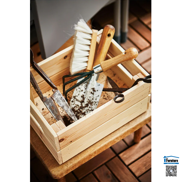 HỘP GỖ THÔNG LƯU TRỮ KNAGGLIG IKEA - (23x31x15 cm)
