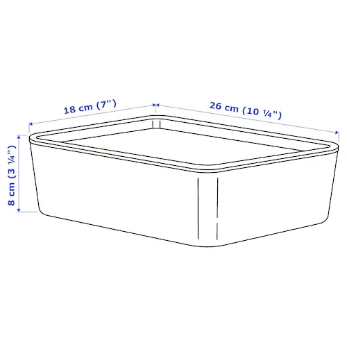 HỘP LƯU TRỮ CÓ NẮP TRONG SUỐT KUGGIS IKEA - ĐEN 18x26x8 cm