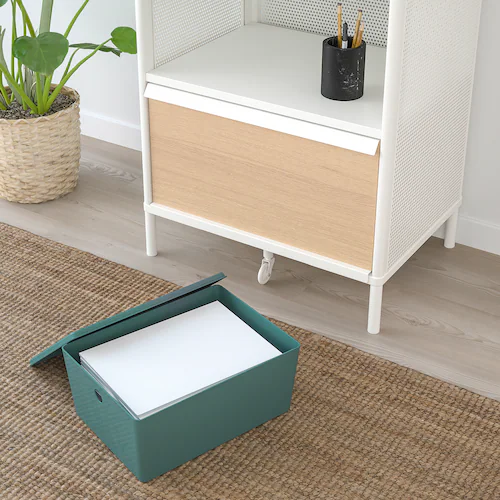HỘP LƯU TRỮ CÓ NẮP KUGGIS IKEA - XANH NGỌC 26x35x15 cm