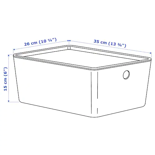 HỘP LƯU TRỮ CÓ NẮP KUGGIS IKEA - XANH NGỌC 26x35x15 cm