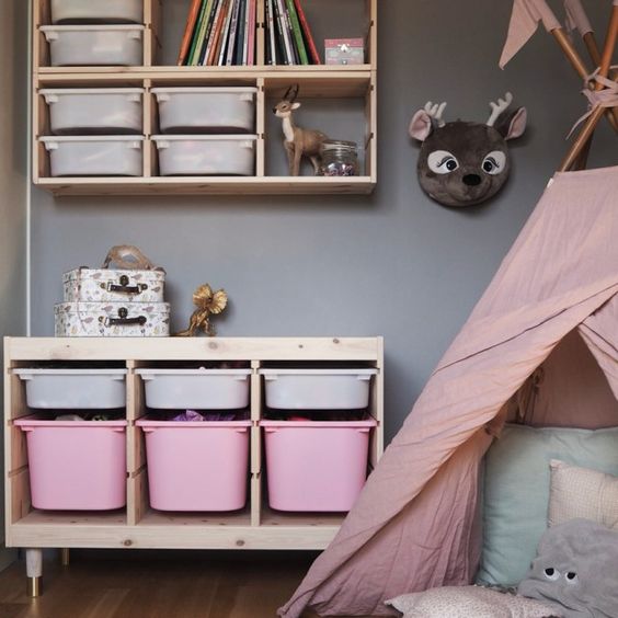 HỘP NHỰA ĐỰNG ĐỒ CHƠI TROFAST IKEA - HỒNG 42x30x23 cm
