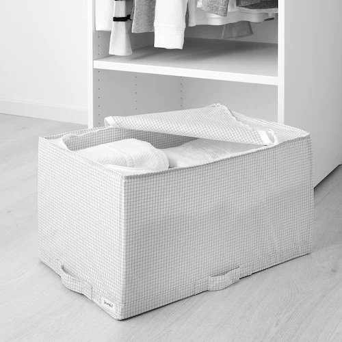 HỘP ĐỰNG ĐỒ STUK IKEA - KẺ XÁM 34x51x28 cm