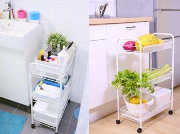 XE ĐẨY ĐỂ ĐỒ 3 TẦNG HORNAVAN IKEA - TRẮNG 26x48x77 cm