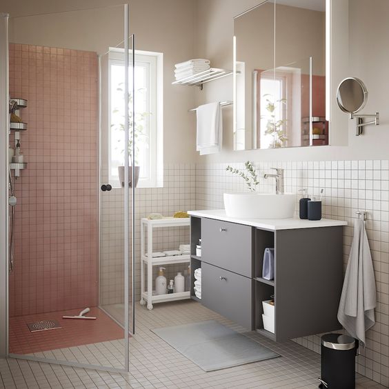 KỆ ĐẨY 3 TẦNG NHÀ TẮM VESKEN IKEA - TRẮNG 54x18x71 cm