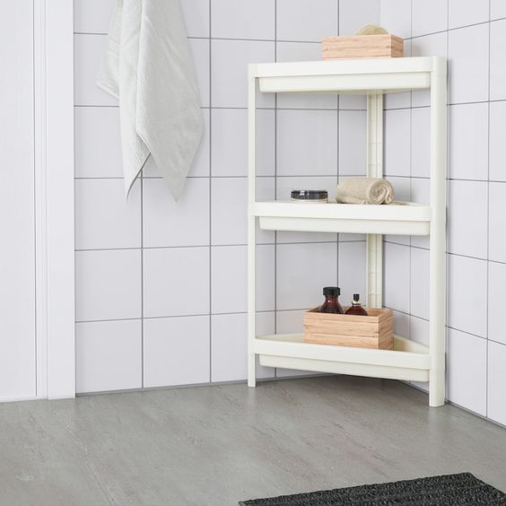 KỆ GÓC 3 TẦNG VESKEN IKEA - TRẮNG 33x33x71 cm