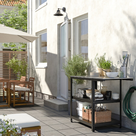 KỆ NGOÀI TRỜI CÓ BÀN PHỤ GRILLSKÄR IKEA 93/116x61cm
