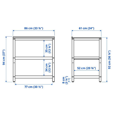 KỆ NGOÀI TRỜI GRILLSKÄR IKEA 86x61 cm