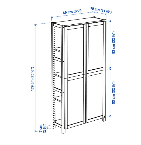 KỆ CÓ CỬA NỈ IVAR IKEA 89x30x179cm