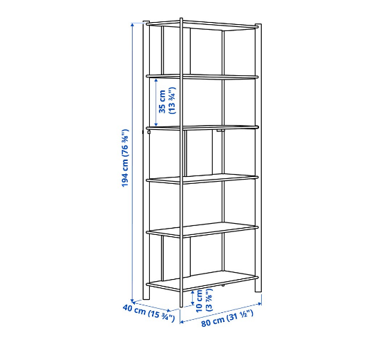 KỆ LƯU TRỮ JÄTTESTA IKEA - TRẮNG/TRE 80x195 cm