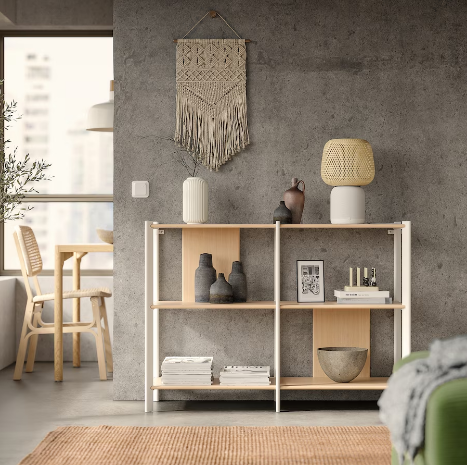 KỆ LƯU TRỮ JÄTTESTA IKEA - TRẮNG/TRE 120x85 cm