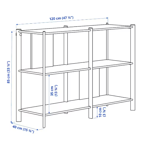 KỆ LƯU TRỮ JÄTTESTA IKEA - TRẮNG/TRE 120x85 cm