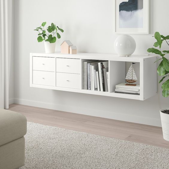 TỦ / KỆ KALLAX IKEA - TRẮNG 42x147 cm