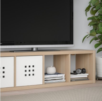 KỆ TIVI KẾT HỢP KỆ LƯU TRỮ KALLAX / LACK IKEA - SỒI TRẮNG 189x39x147 cm