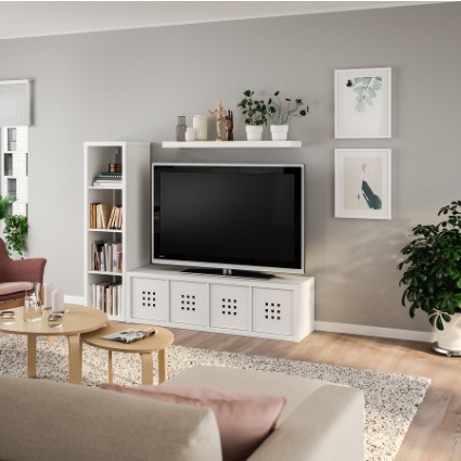 KỆ TIVI KẾT HỢP KỆ LƯU TRỮ KALLAX / LACK IKEA - TRẮNG 189x39x147 cm