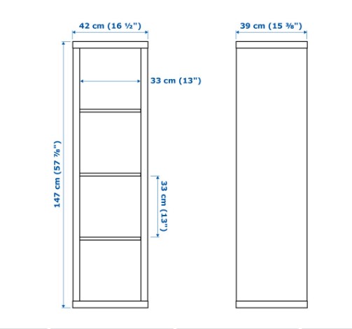 KỆ TIVI KẾT HỢP KỆ LƯU TRỮ KALLAX / LACK IKEA - NÂU ĐEN 189x39x147 cm