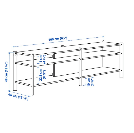 KỆ LƯU TRỮ VÀ TI VI KẾT HỢP JÄTTESTA IKEA - TRẮNG/TRE 320x40x194 cm
