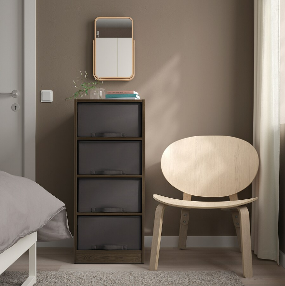 KỆ LƯU TRỮ VỚI 4 HỘP BRUKSVARA IKEA - NÂU / XÁM 40x104 cm