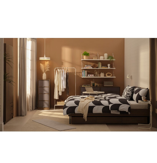 KỆ LƯU TRỮ VỚI 4 HỘP BRUKSVARA IKEA - NÂU / XÁM 40x104 cm