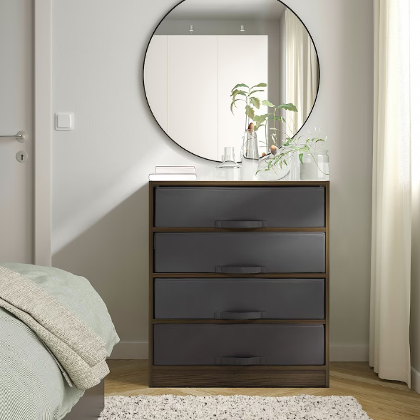 KỆ LƯU TRỮ VỚI 4 HỘP BRUKSVARA IKEA - NÂU / XÁM 70x80cm