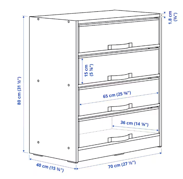 KỆ LƯU TRỮ VỚI 4 HỘP BRUKSVARA IKEA - TRẮNG / XÁM 70x80cm