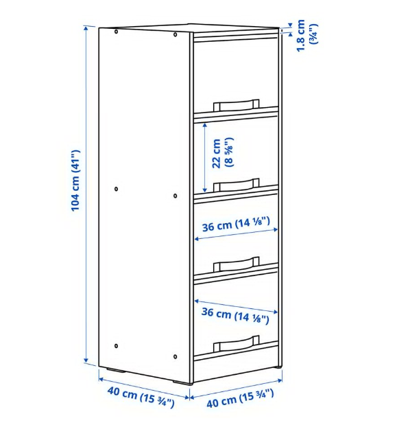 KỆ LƯU TRỮ VỚI 4 HỘP BRUKSVARA IKEA - NÂU / XÁM 40x104 cm