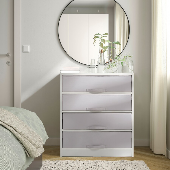 KỆ LƯU TRỮ VỚI 4 HỘP BRUKSVARA IKEA - TRẮNG / XÁM 70x80cm