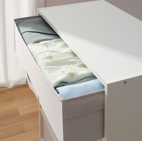 KỆ LƯU TRỮ VỚI 4 HỘP BRUKSVARA IKEA - TRẮNG / XÁM 70x80cm