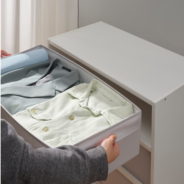 KỆ LƯU TRỮ VỚI 4 HỘP BRUKSVARA IKEA - TRẮNG / XÁM 70x80cm