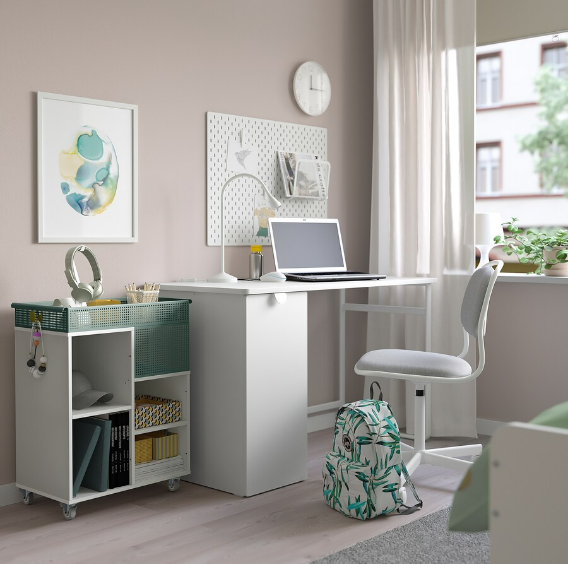 KỆ LƯU TRỮ CÓ BÁNH XE ÖVNING IKEA - TRẮNG/XÁM XANH 54x33 cm