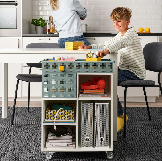 KỆ LƯU TRỮ CÓ BÁNH XE ÖVNING IKEA - TRẮNG/XÁM XANH 54x33 cm
