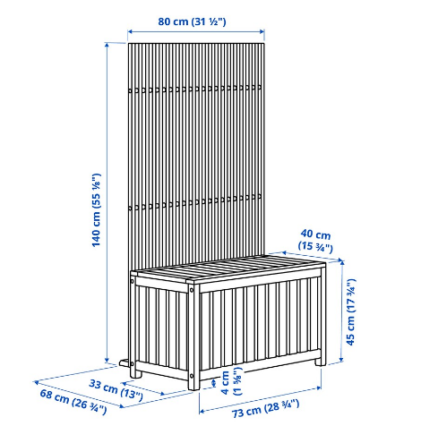 KỆ CHỨA ĐỒ CÓ MÀN CHẮN NGOÀI TRỜI NÄMMARÖ IKEA - NÂU 80x68x140 cm