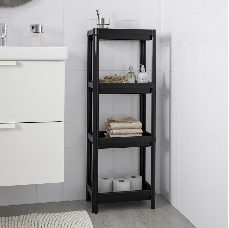 KỆ NHỰA 4 TẦNG VESKEN IKEA - ĐEN 37x23x101 cm