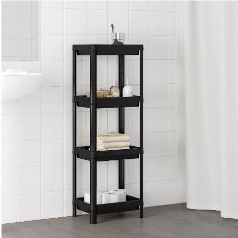 KỆ NHỰA 4 TẦNG VESKEN IKEA - ĐEN 37x23x101 cm