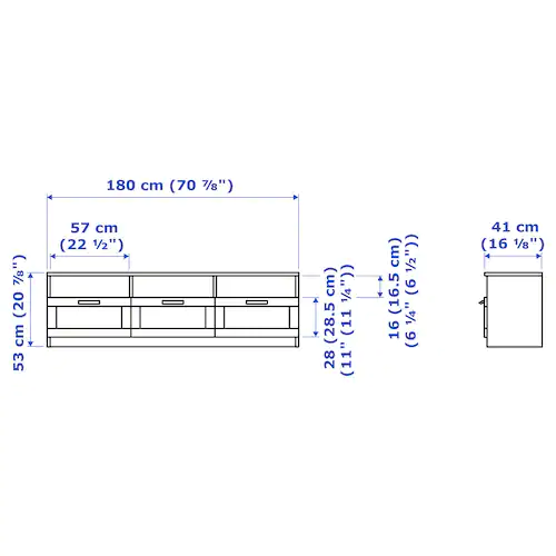 KỆ TI VI BRIMNES IKEA - ĐEN 180x41x53 cm