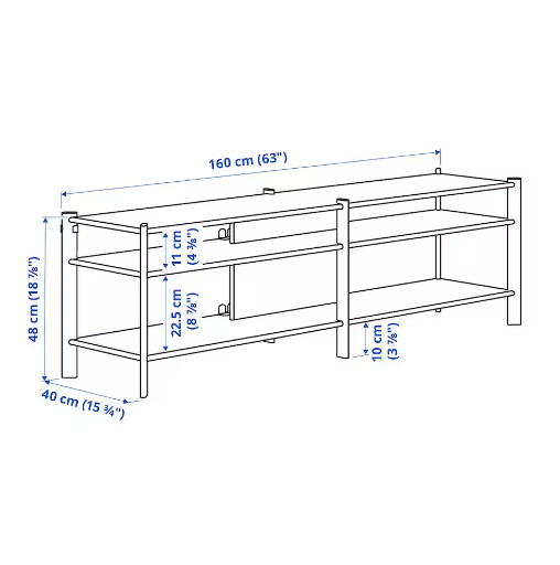 KỆ TI VI JÄTTESTA IKEA - ĐEN 160x40x49 cm