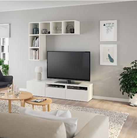 KỆ TI VI KẾT HỢP KỆ LƯU TRỮ BESTÅ / EKET IKEA - TRẮNG180x40x170 cm