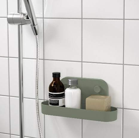 KỆ TREO TƯỜNG CÓ CỐC HÚT ÖBONÄS IKEA - XANH XÁM 28 cm