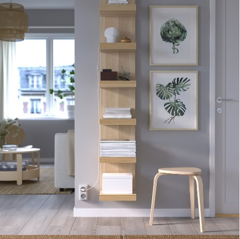 KỆ TREO TƯỜNG LACK - SỒI TRẮNG 30x28x190 cm