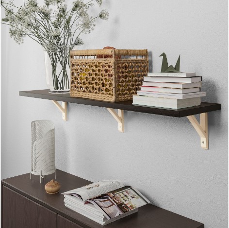 KỆ TƯỜNG KẾT HỢP BERGSHULT / SANDSHULT IKEA - NÂU ĐEN/CÂY DƯƠNG 120x30 cm