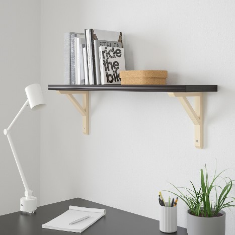 KỆ TƯỜNG KẾT HỢP BERGSHULT / SANDSHULT IKEA - NÂU ĐEN/CÂY DƯƠNG 80x20 cm