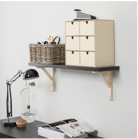 KỆ TƯỜNG KẾT HỢP BERGSHULT / SANDSHULT IKEA - NÂU ĐEN/CÂY DƯƠNG 80x20 cm